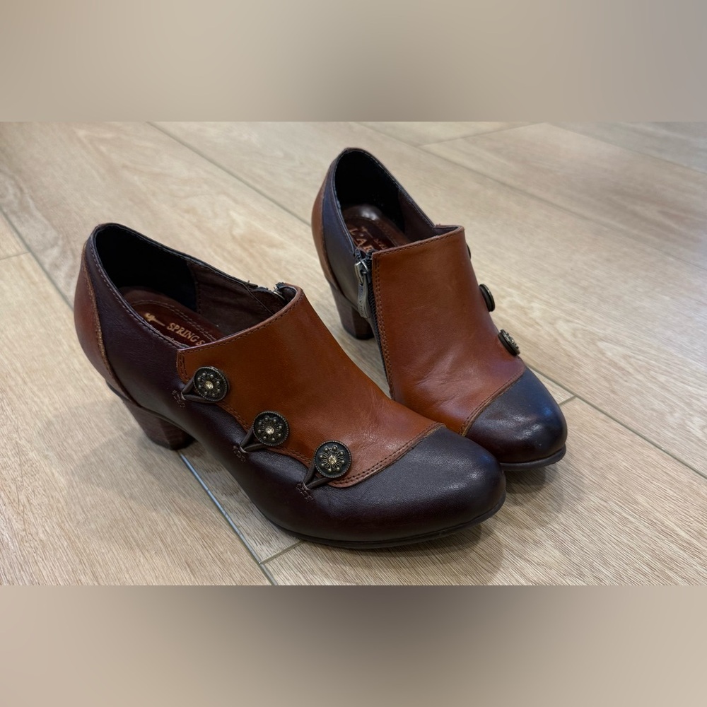 🥿 Spring Step L’Artiste Leather Button Booties Heels Size 37 (US 6.5–7